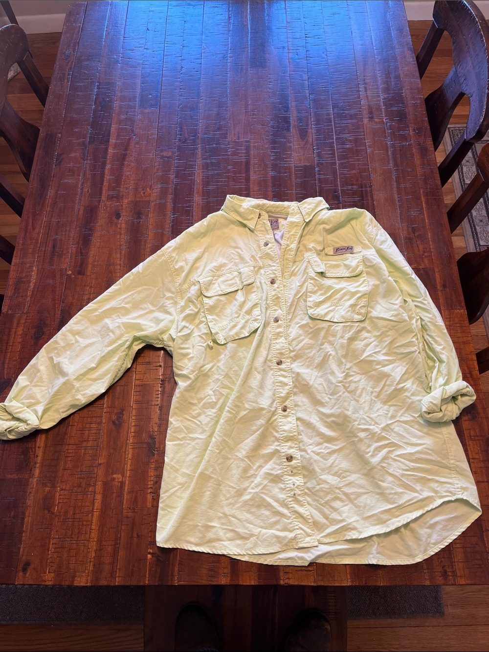 Men's Lightweight Pale Green Button-Down Work Shirt